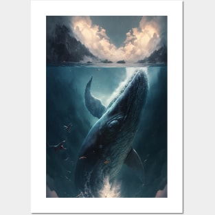 Whale in the ocean Posters and Art
